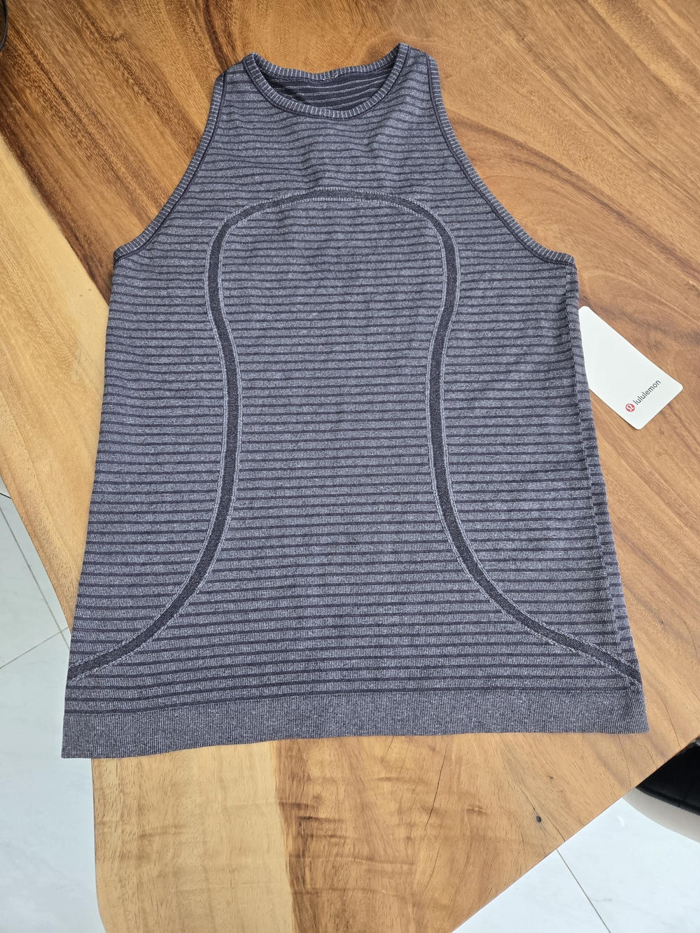 Lululemon Gray Striped Seamless Tank